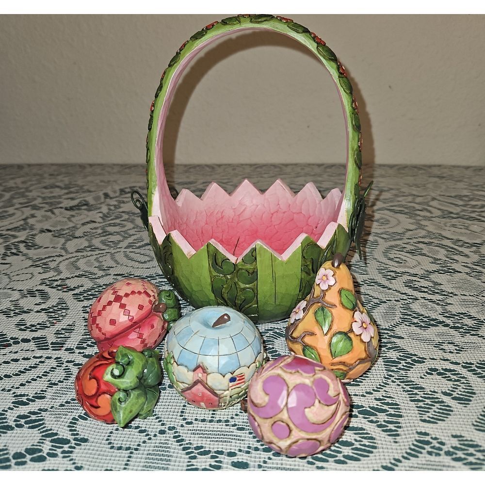 Jim Shore "A Taste of Summer's Goodness" Watermelon Basket and Fruit